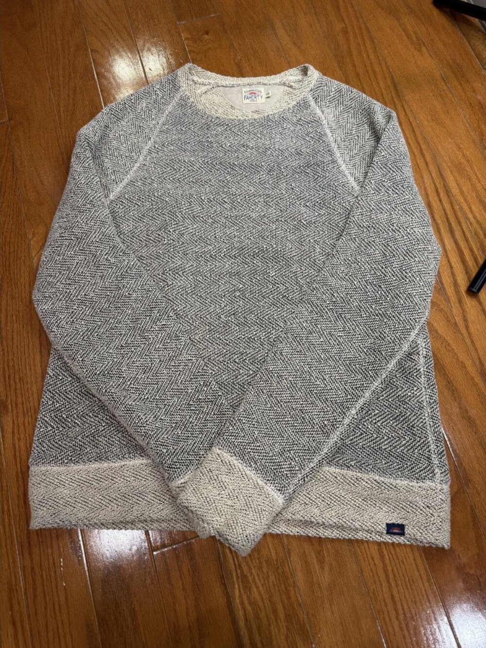 Faherty Brand Oatmeal Cream Raglan Crewneck Pullover Sweater Size M